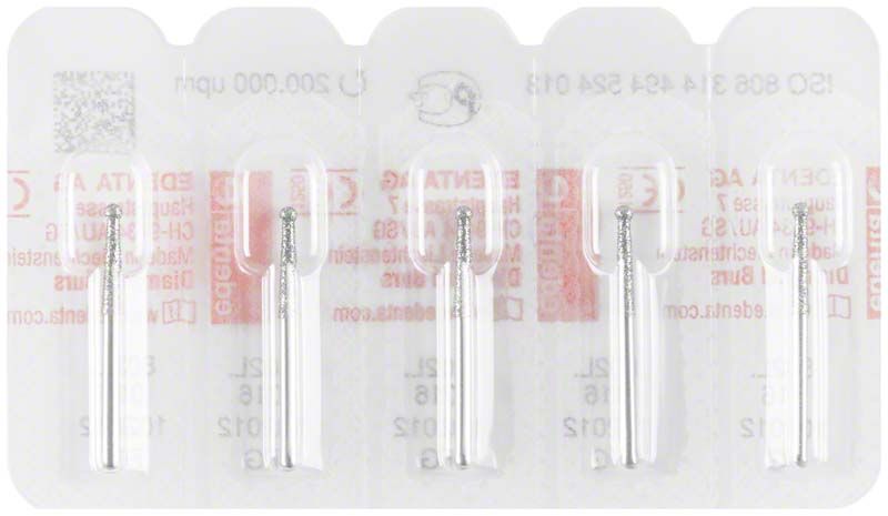 Diamant FG 802L 016 Zahnbohrer in Blisterverpackung.