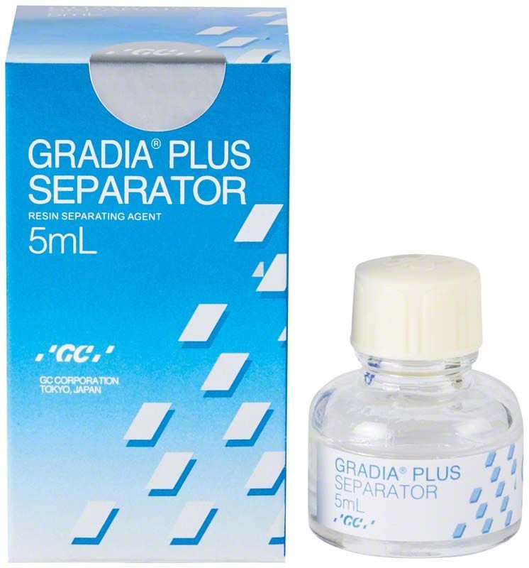GRADIA® PLUS Separator 5 ml Flasche mit Verpackung auf weißem Hintergrund.