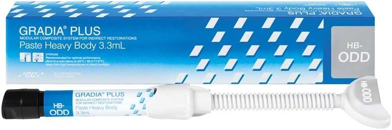 GRADIA® PLUS Paste Heavy Body HB-ODD in Kartuschenverpackung mit blauem Design.