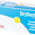 Trockenes Dentalprodukt DryDent Parotid in blauer Verpackung mit gelbem Punkt.