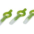Drei grüne CURAPROX Interdentalbürsten mit transparentem Schutzkappen.