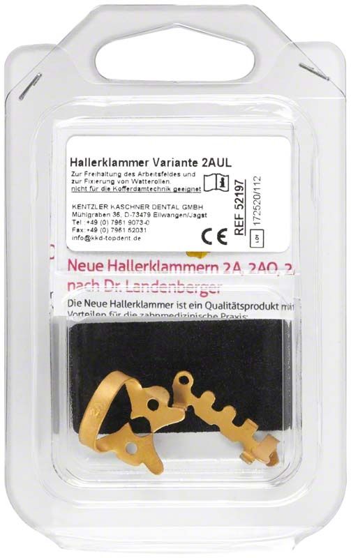 Neue Hallerklammer nach Dr. Landenberger Gold in Kunststoffverpackung.