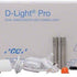 D-Light® Pro Kit mit Zubehör und Verpackung auf weißem Hintergrund.