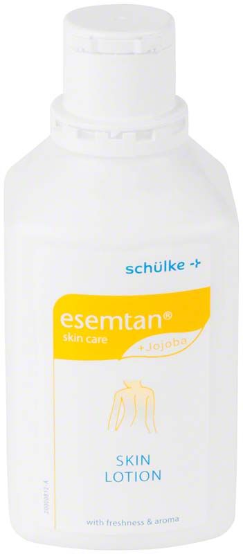 Esemtan® Hautlotion Flasche 500ml mit gelbem Etikett und Jojoba-Aufschrift.