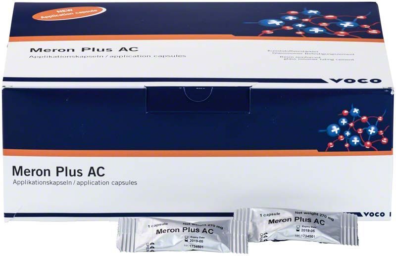 Meron Plus AC Kapseln-Verpackung mit chemischer Struktur-Grafik