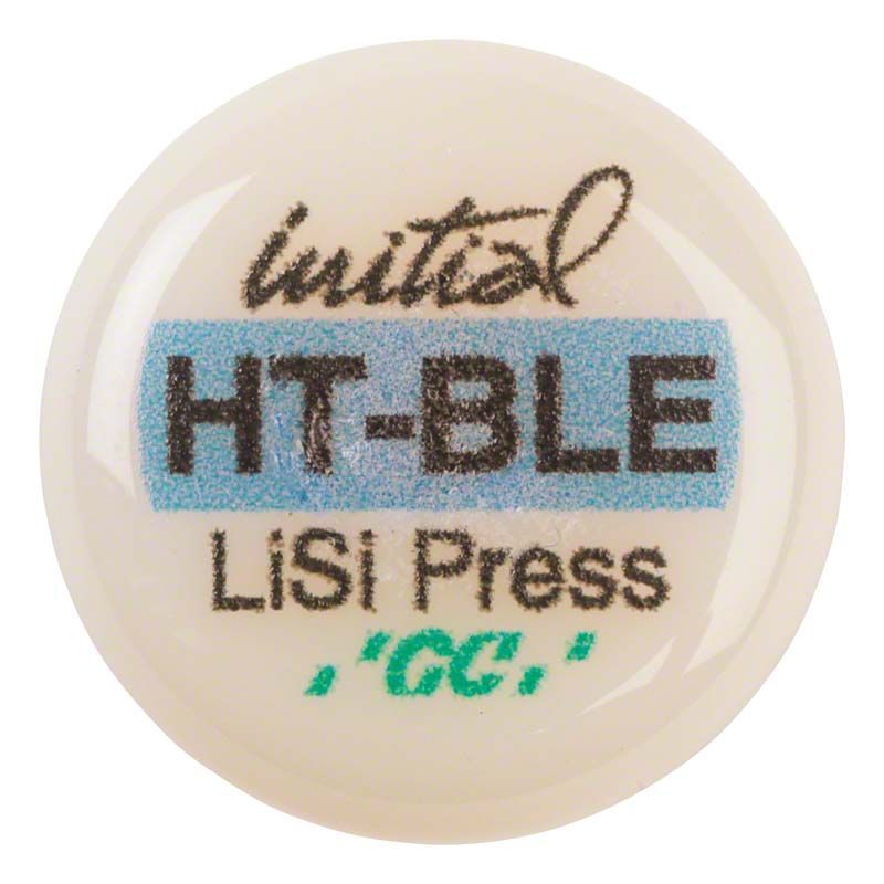 GC Initial™ LiSi Press HT BLE Keramikscheibe mit Logo und Beschriftung
