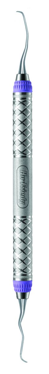 Gracey-Kürette After-Five Figur 11/14 mit ergonomischem Griff und violetten Akzenten.