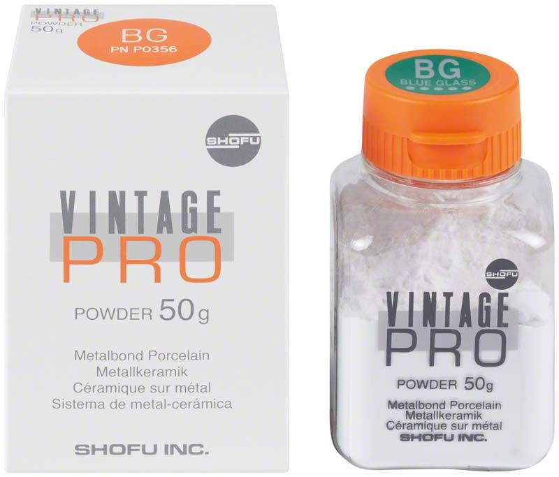 Vintage PRO Enamel Effect 50g BG Pulver mit Verpackung und orangefarbenem Deckel.