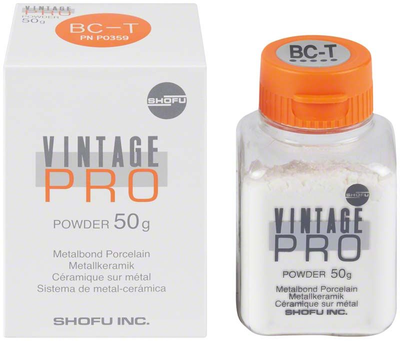 Pulverförmige Metallkeramik Vintage PRO 50g BC-T in weißer Verpackung.