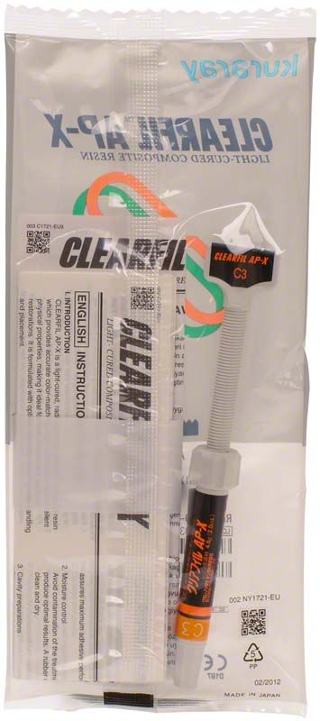 Kuraray Clearfil AP-X Spritze C3 in Originalverpackung mit Gebrauchsanweisung.
