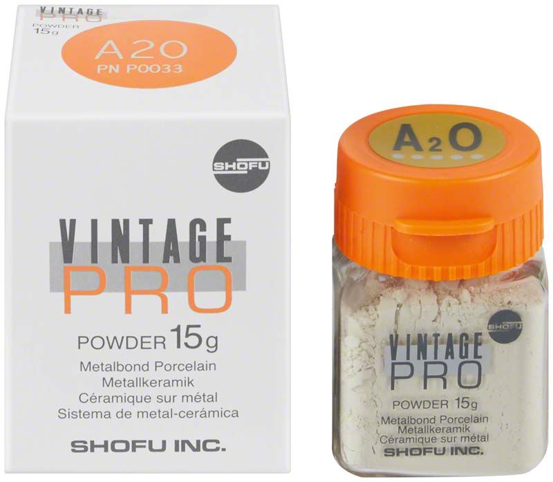 Vintage PRO Powder Opaque 15g A2O in weißer Verpackung mit orangefarbenem Deckel.