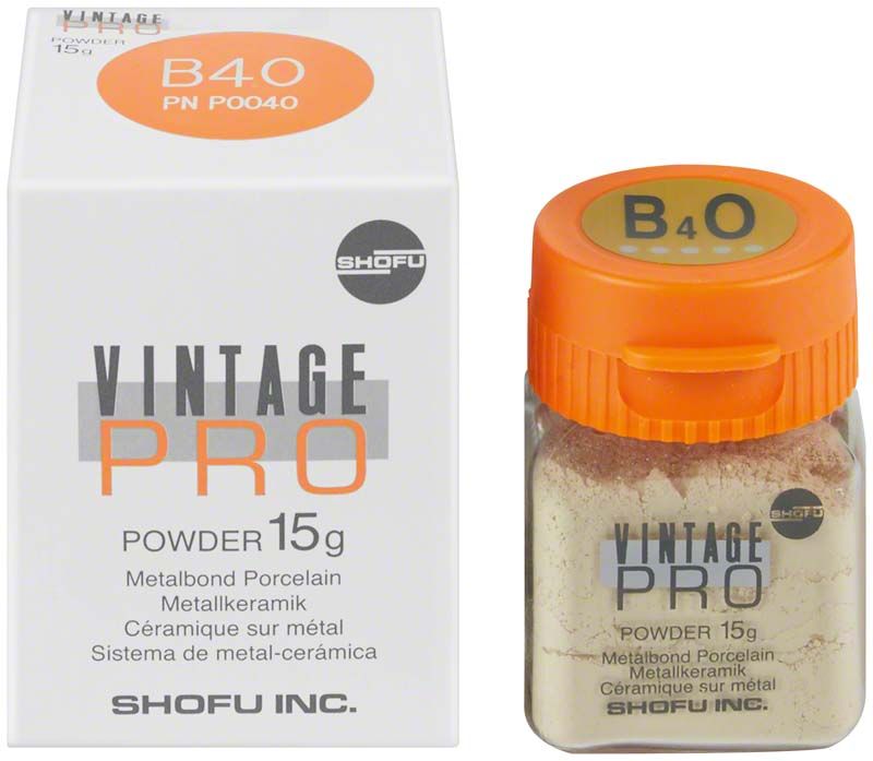 Vintage PRO Pulver Opaque 15g B4O in weißer Verpackung mit orangefarbenem Deckel.