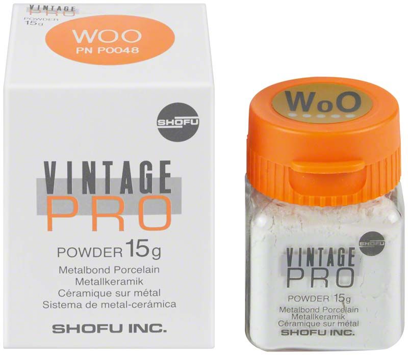 Dose und Verpackung von Vintage PRO Powder Opaque 15g W0O.