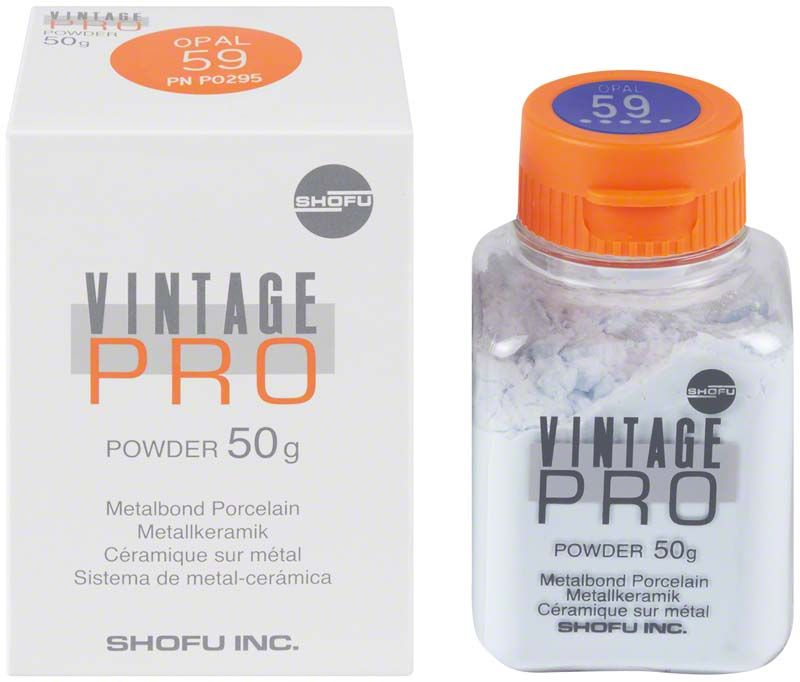Vintage PRO Opal Schneide Pulver 50g mit orangefarbenem Deckel und Verpackung.