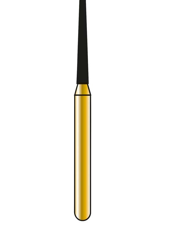 DIATECH Speedster FG S847 012 Dentalbohrer Nahaufnahme mit goldener Beschichtung.