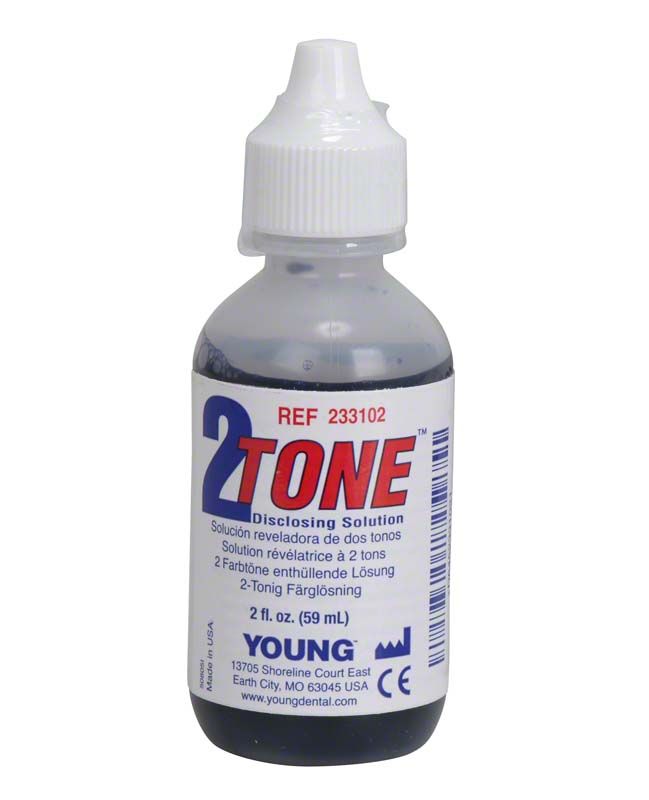 2Tone Lösung zur Plaqueerkennung in Flasche mit Dosierspitze.