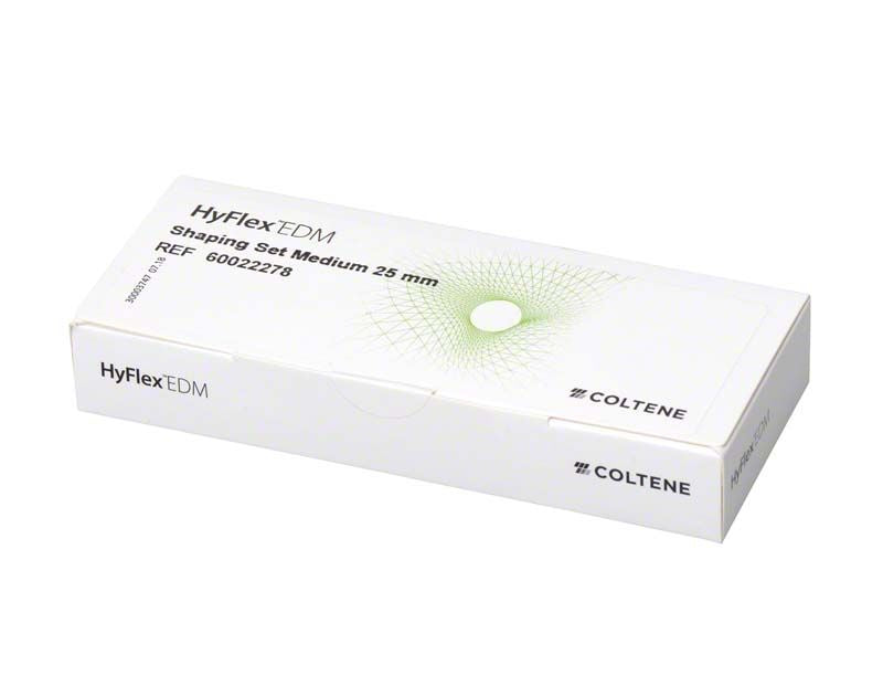 HyFlex™ EDM Shaping Set Medium 25mm in weißer Verpackung mit grünem Design.