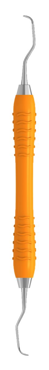 Orange Kürette GRACEY Figur 5-6 mit ergonomischem Griff.