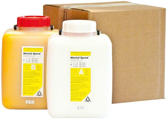 Hinrisil Speed Dubliersilikon in zwei 6kg Kanistern, rot und weiß.