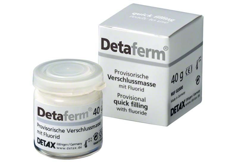 Detaferm Verschlussmasse 40g mit Verpackung und Produktinformationen.