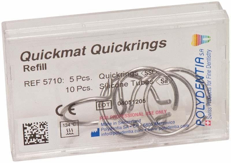 Quickmat Quickrings Nachfüllpackung mit Edelstahlringen und Silikonröhrchen.