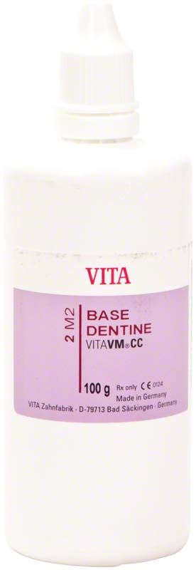 VITAVM®CC BASE DENTINE SYSTEM 3D-MASTER® 100g Flasche mit violettem Etikett.