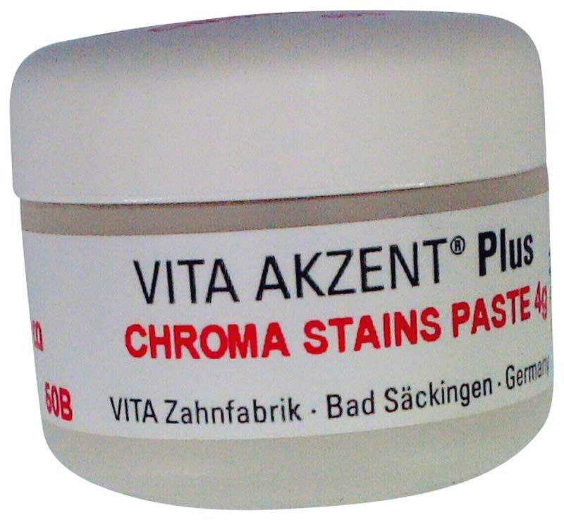 VITA AKZENT® Plus CHROMA STAINS Paste B in weißem Behälter.