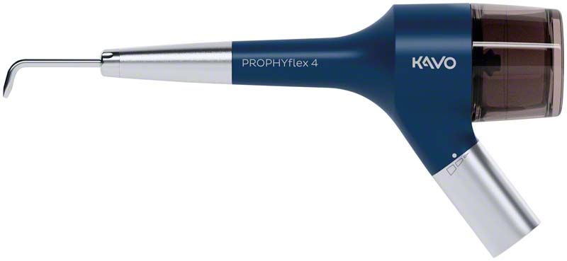 Pulverstrahlgerät PROPHYflex™ 4 Set Wave für Zahnreinigung in Blau-Silber.