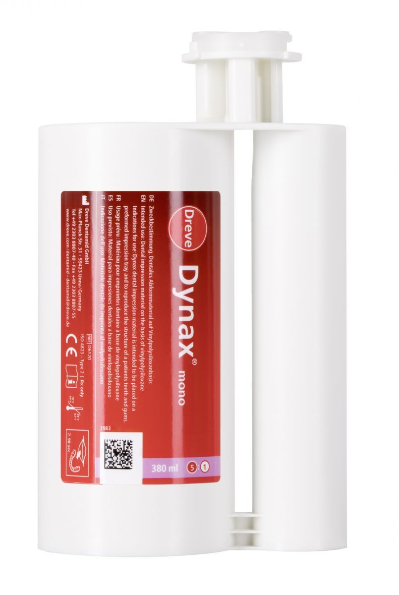 Dynax® mono Großkartusche 380ml mit rotem Etikett und weißer Verschlusskappe.