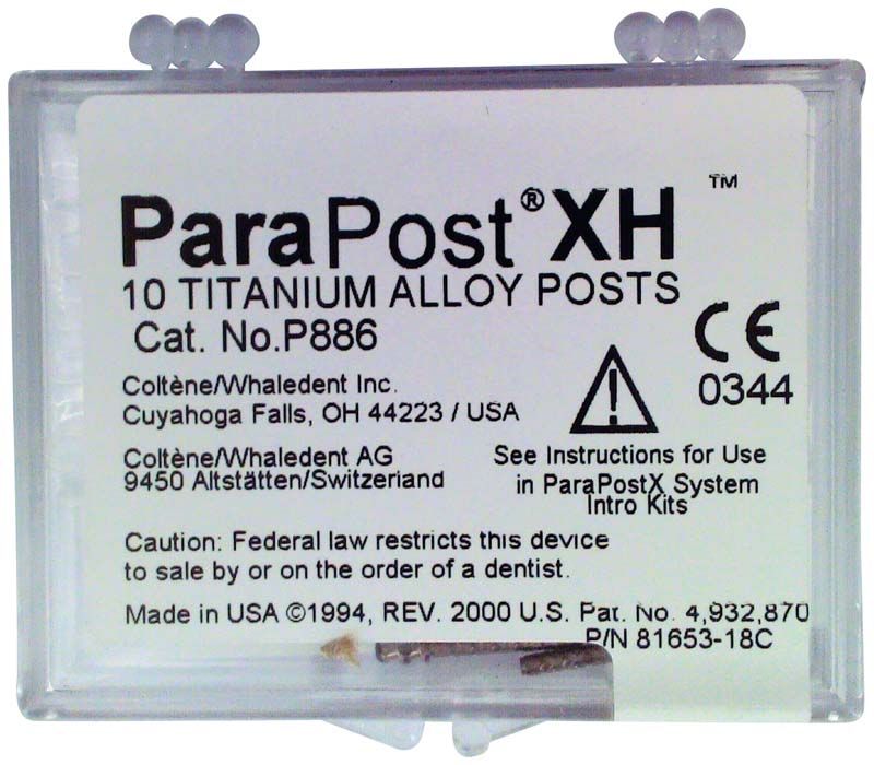 ParaPost XH Titan-Wurzelstifte Gr. 6 in Kunststoffverpackung.