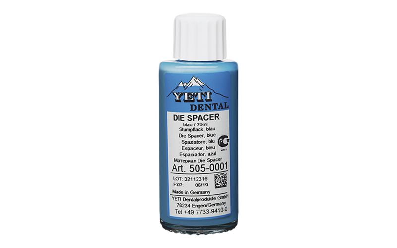 DIE SPACER blau 10my von YETI Dental in Flasche.