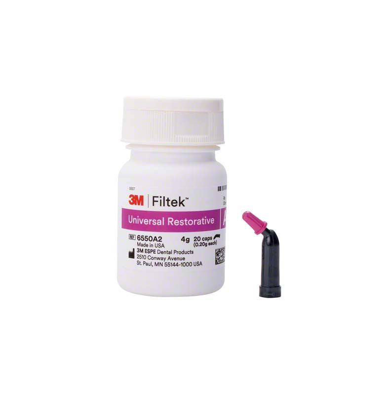 Filtek™ Universal Restorative Kapseln A2 in weißer Verpackung mit Kapsel.