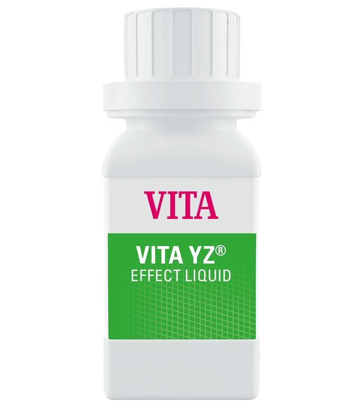 Weiße Flasche VITA YZ® EFFECT LIQUID Dark Pink mit grünem Etikett.