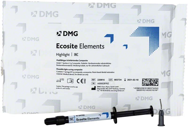 Ecosite Elements HIGHLIGHT Spritze mit Verpackung und Produktinformationen.