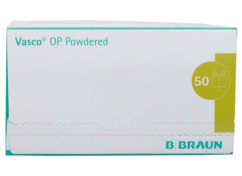 Vasco® OP gepudert Gr.8 Verpackung mit Handschuh-Symbol und Mengenangabe 50.