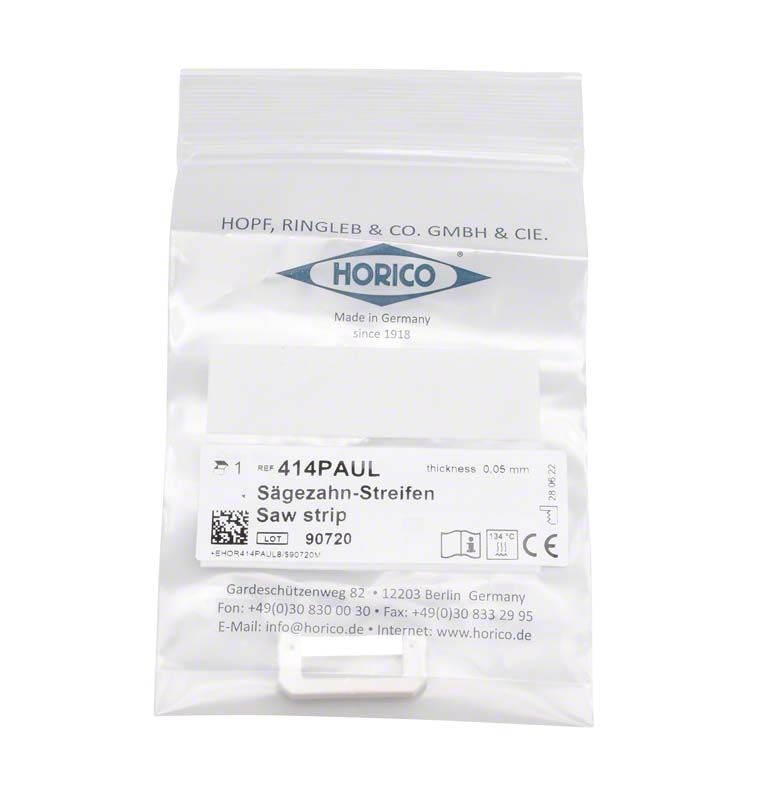 Streifenhalter PAUL Säge Streifen Verpackung mit Herstellerangaben und QR-Code.