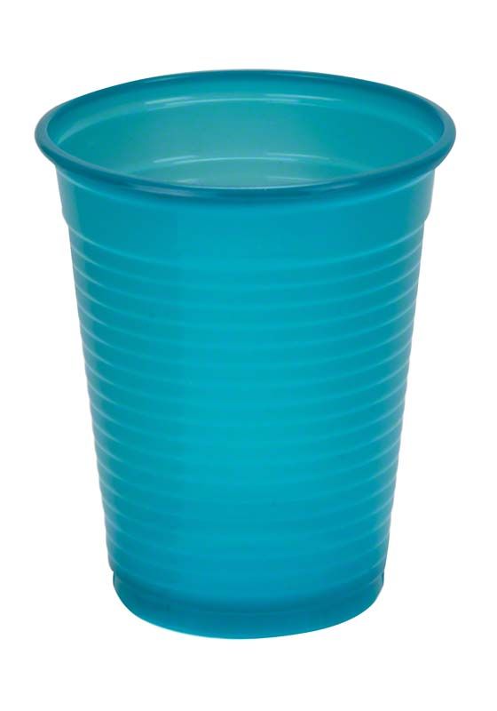 Monoart Mundspülbecher 180ml in lagunablau mit abgerundetem Rand.