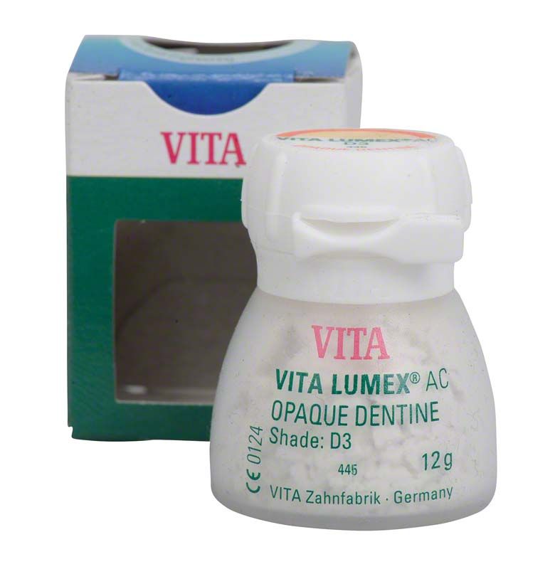 VITA LUMEX® AC Opaque Dentine 12g D3 Flasche vor Verpackung.
