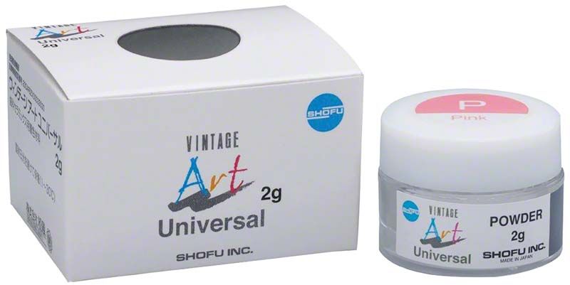 Dose mit Vintage Art Universal Pulvermalfarbe in Pink neben Verpackung.