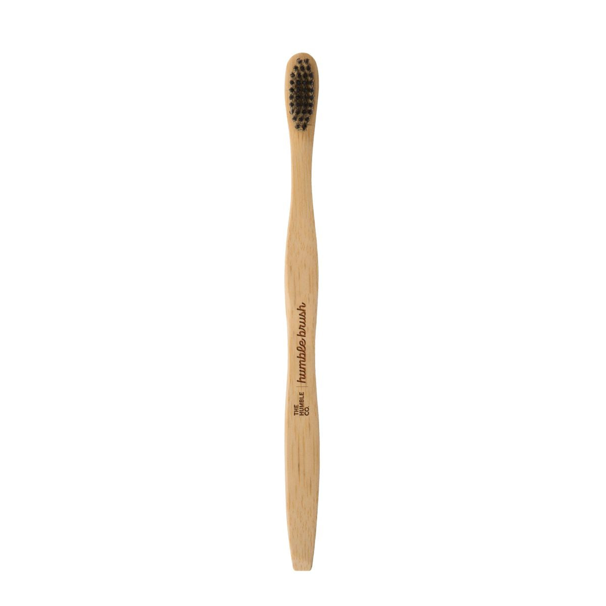Humble Brush Zahnbürste aus Bambus mit schwarzen Borsten, mittlere Stärke.