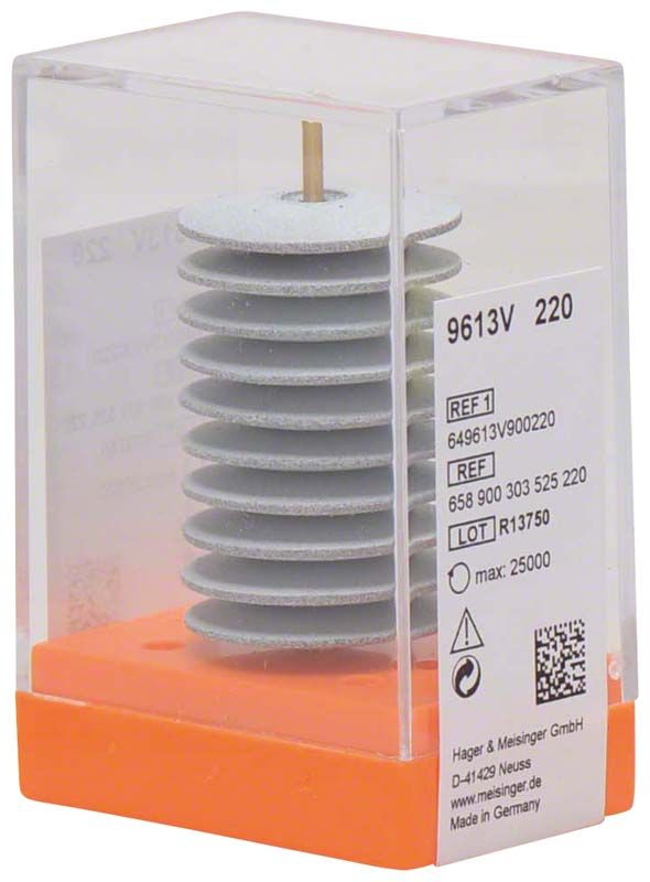Porzellanpolierer 9613V 220 in transparenter Verpackung mit Etikett.