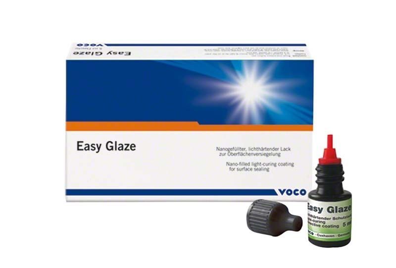 Easy Glaze von Voco mit Verpackung und Fläschchen für Zahnversiegelung.
