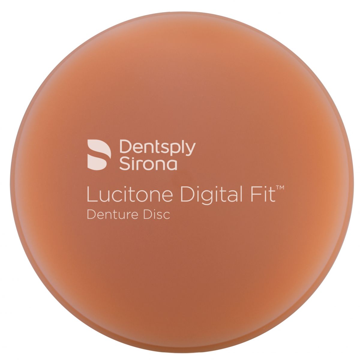 Lucitone Digital Fit™ Denture Disc 30mm in einheitlichem Pink mit Logoansicht.
