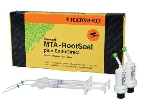 Harvard MTA RootSeal plus EndoDirect Verpackung mit Spritzen und Kanülen.