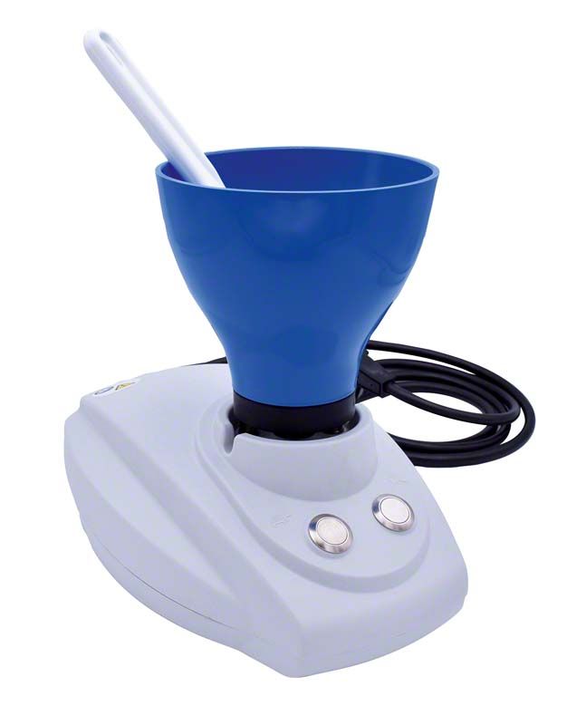 Algimix Alginatanmischgerät mit blauem Rührbecher und Steuerknöpfen.