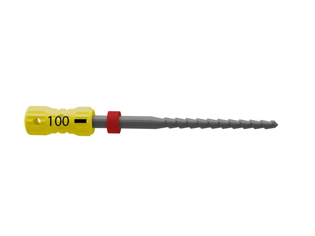Sterile Edelstahl-Handfeile für Endodontie mit gelbem Griff, Größe 100.