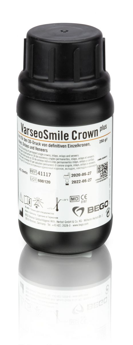 VarseoSmile Crown plus Flasche 250g A1 mit Etikettendetails.