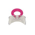 Transparente Mundvorhofplatte MUPPY® Standard Gr. 1 mit pinkem Ringgriff.