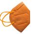 Monoart FFP2 NR Atemschutzmaske in Orange mit weichen Ohrbändern.