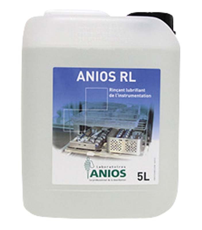 Kunststoffkanister mit 5 Litern Anios RL Reinigungsmittel.
